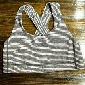 ❤️SOLD❤️Lululemon Hyper Stripe Mauvelous Heathered Black Sports Bra